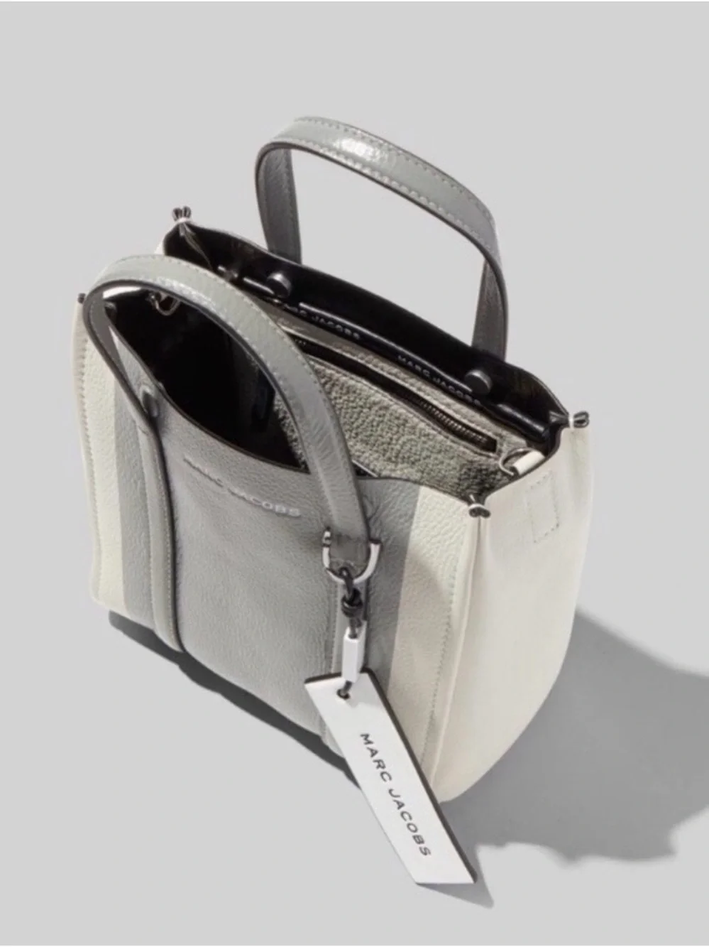 Marc Jacobs Mini Colorblock Leather Tote Bag - NWT Grey/White